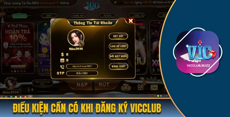 Điều kiện cần có ở mỗi người chơi khi đăng ký Vicclub