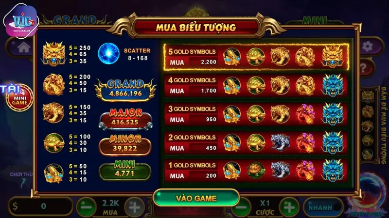 Game có rất nhiều biểu tượng với các mức trả thưởng khác nhau